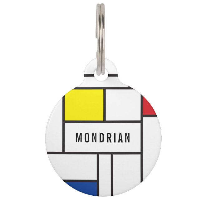 Mondriaan minimalist Geometric de Stijl Modern Art Huisdierpenning (Voorkant)