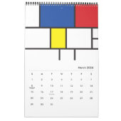 Mondriaan minimalist Geometric de Stijl Modern Art Kalender (Mar 2026)