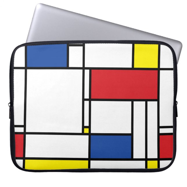 Mondriaan minimalist Geometric de Stijl Modern Art Laptop Sleeve (Voorkant)