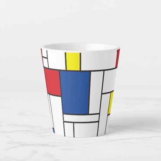 Mondriaan minimalist Geometric de Stijl Modern Art Latte Mok (Voorkant)