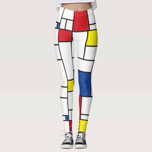 Mondriaan minimalist Geometric de Stijl Modern Art Leggings (Voorkant)