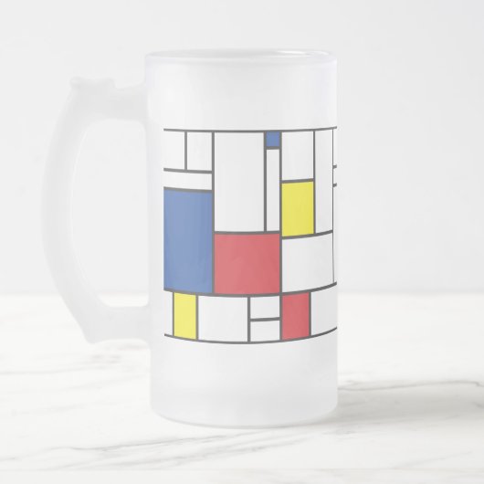 Mondriaan minimalist Geometric de Stijl Modern Art Matglas Bierpul (Links)