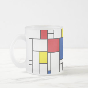 Mondriaan minimalist Geometric de Stijl Modern Art Matglas Koffiemok