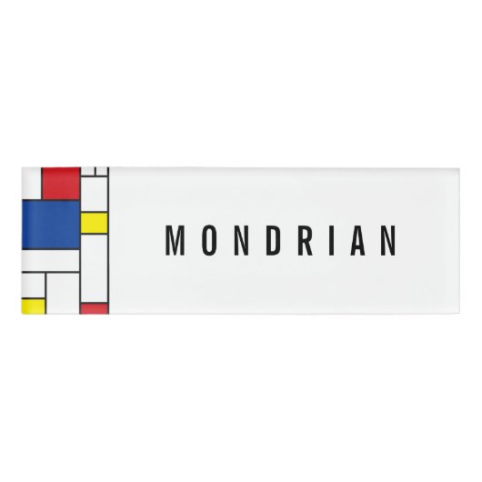 Mondriaan minimalist Geometric de Stijl Modern Art Naambadge (Voorkant)