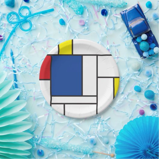 Mondriaan minimalist Geometric de Stijl Modern Art Papieren Bordje (Feest)