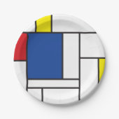 Mondriaan minimalist Geometric de Stijl Modern Art Papieren Bordje (Voorkant)