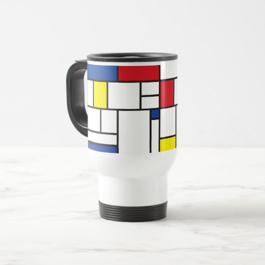 Mondriaan minimalist Geometric de Stijl Modern Art Reisbeker (Voorkant links)