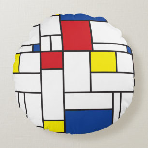 Mondriaan minimalist Geometric de Stijl Modern Art Rond Kussen