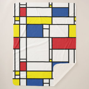 Mondriaan minimalist Geometric de Stijl Modern Art Sherpa Deken