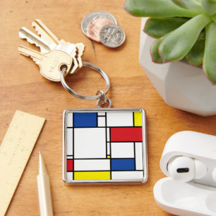 Mondriaan minimalist Geometric de Stijl Modern Art Sleutelhanger