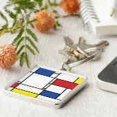 Mondriaan minimalist Geometric de Stijl Modern Art Sleutelhanger (Zijkant)