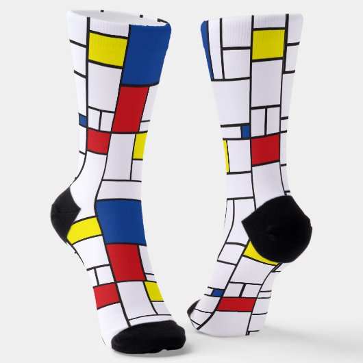 Mondriaan minimalist Geometric de Stijl Modern Art Sokken (Gebogen)