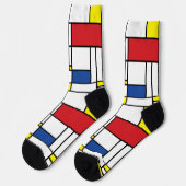 Mondriaan minimalist Geometric de Stijl Modern Art Sokken (Links)