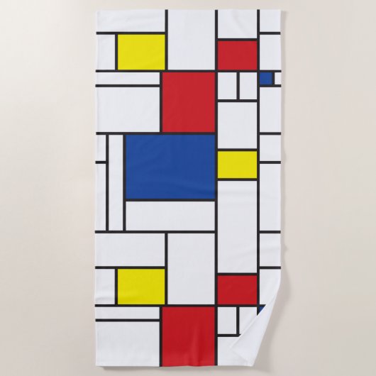Mondriaan minimalist Geometric de Stijl Modern Art Strandlaken (Voorkant)