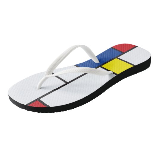 Mondriaan minimalist Geometric de Stijl Modern Art Teenslippers (Schuin)