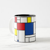 Mondriaan minimalist Geometric de Stijl Modern Art Tweekleurige Koffiemok (Voorkant links)