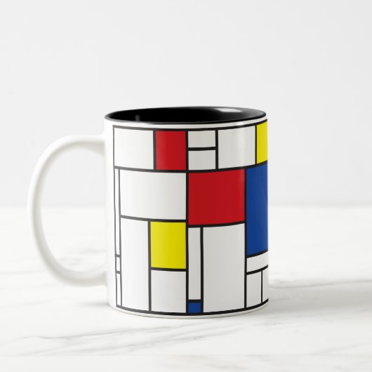 Mondriaan minimalist Geometric de Stijl Modern Art Tweekleurige Koffiemok (Links)