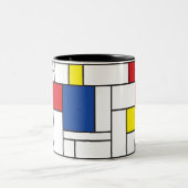 Mondriaan minimalist Geometric de Stijl Modern Art Tweekleurige Koffiemok (Center)