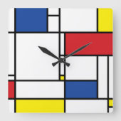 Mondriaan minimalist Geometric de Stijl Modern Art Vierkante Klok (Voorkant)