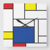 Mondriaan minimalist Geometric de Stijl Modern Art Vierkante Klok (Voorkant)