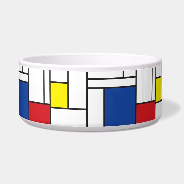 Mondriaan minimalist Geometric de Stijl Modern Art Voerbakje (Voorkant)