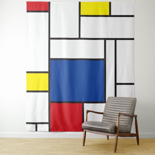 Mondriaan minimalist Geometric de Stijl Modern Art Wandkleed (In situ)