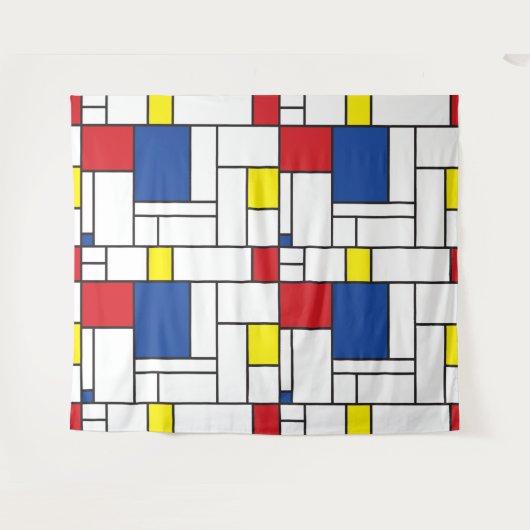 Mondriaan minimalist Geometric de Stijl Modern Art Wandkleed (Voorkant (horizontaal))