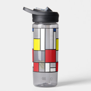Mondriaan minimalist Geometric de Stijl Modern Art Waterfles