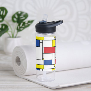 Mondriaan minimalist Geometric de Stijl Modern Art Waterfles