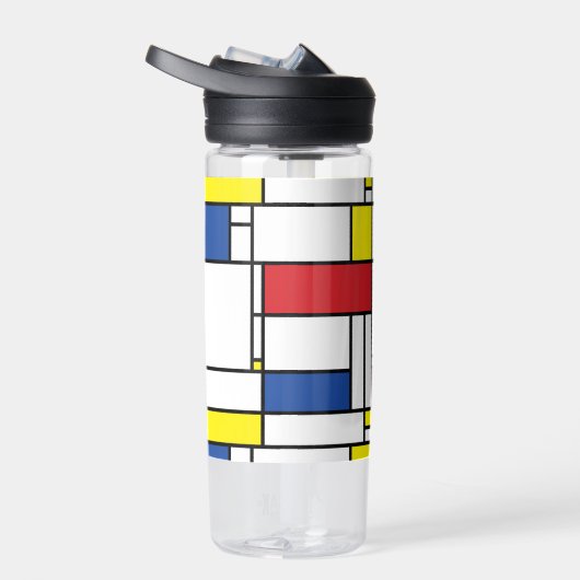 Mondriaan minimalist Geometric de Stijl Modern Art Waterfles (Rechts)