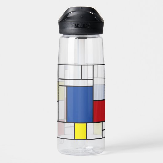 Mondriaan minimalist Geometric de Stijl Modern Art Waterfles (Achterkant)