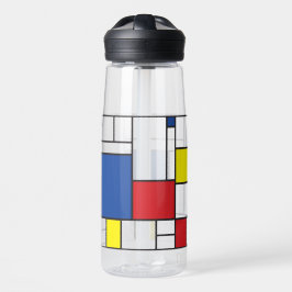 Mondriaan minimalist Geometric de Stijl Modern Art Waterfles