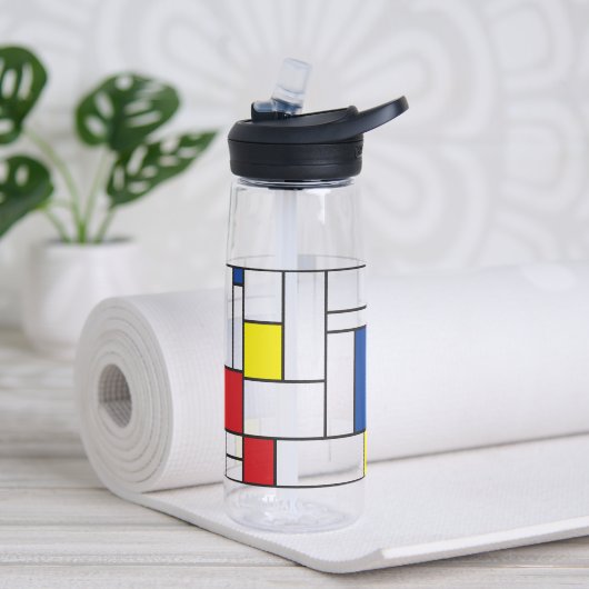 Mondriaan minimalist Geometric de Stijl Modern Art Waterfles (Insitu)