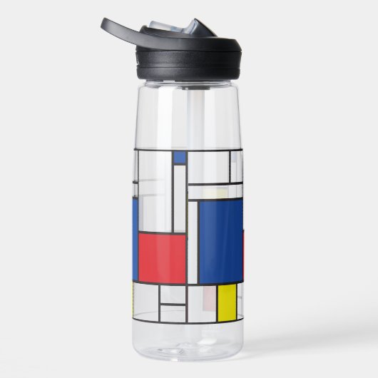 Mondriaan minimalist Geometric de Stijl Modern Art Waterfles (Rechts)