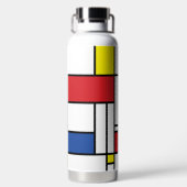 Mondriaan minimalist Geometric de Stijl Modern Art Waterfles (Achterkant)