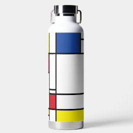 Mondriaan minimalist Geometric de Stijl Modern Art Waterfles