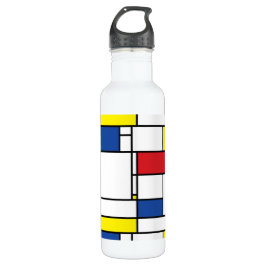 Mondriaan minimalist Geometric de Stijl Modern Art Waterfles