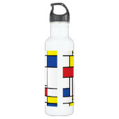 Mondriaan minimalist Geometric de Stijl Modern Art Waterfles (Achterkant)