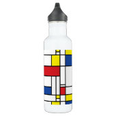 Mondriaan minimalist Geometric de Stijl Modern Art Waterfles (Rechts)
