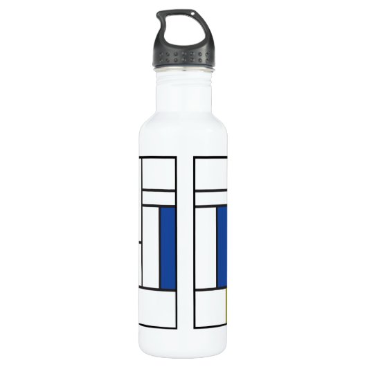 Mondriaan minimalist Geometric de Stijl Modern Art Waterfles (Achterkant)