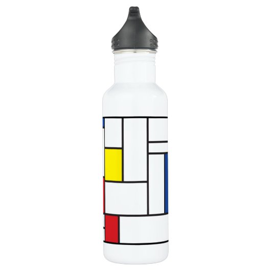 Mondriaan minimalist Geometric de Stijl Modern Art Waterfles (Rechts)