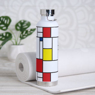 Mondriaan minimalist Geometric de Stijl Modern Art Waterfles