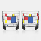 Mondriaan minimalist Geometric de Stijl Modern Art Whisky Glas (Achterkant)