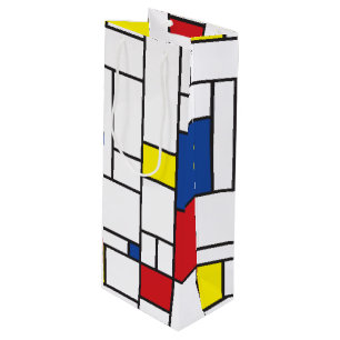 Mondriaan minimalist Geometric de Stijl Modern Art Wijn Cadeautas