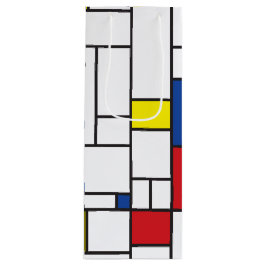 Mondriaan minimalist Geometric de Stijl Modern Art Wijn Cadeautas