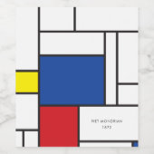 Mondriaan minimalist Geometric de Stijl Modern Art Wijn Etiket (Enkel label)