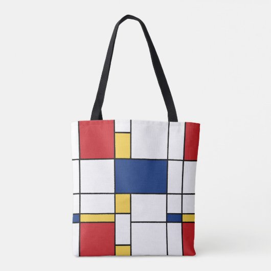 Mondriaan minimalistisch Abstract Kunstrood Blauw Tote Bag (Achterkant)