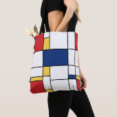 Mondriaan minimalistisch Abstract Kunstrood Blauw  Tote Bag (Dichtbij)