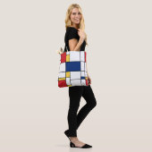 Mondriaan minimalistisch Abstract Kunstrood Blauw  Tote Bag (Op model)