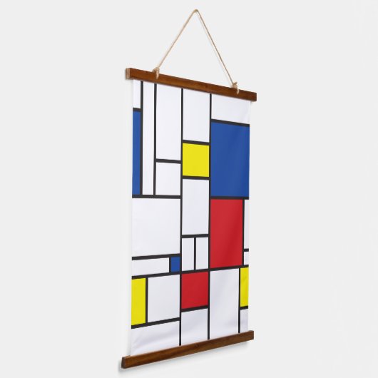 Mondriaan minimalistisch Geometric de Stijl Modern Hangend Wandkleed (Gebogen)
